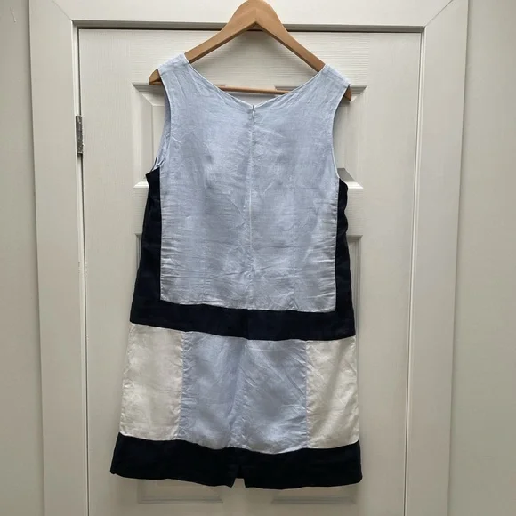 Italian Linen Colourblock Shift Dress - Picture 2 of 4